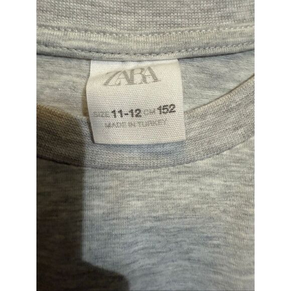 Zara Girls Short Sleeve Elastic Waist Wrap Skirt T-Shirt Dress Gray Size 11-12 - Picture 10 of 13